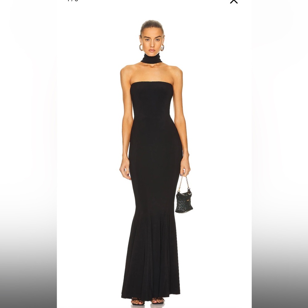 NORMA KAMALI STRAPLESS TURTLENECK FISHTAIL GOWN